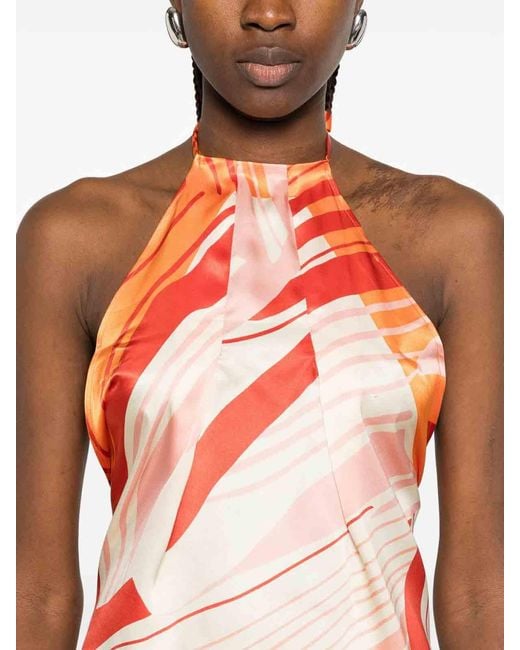 Raquel Diniz Pink Silk Scarf-Effect Top
