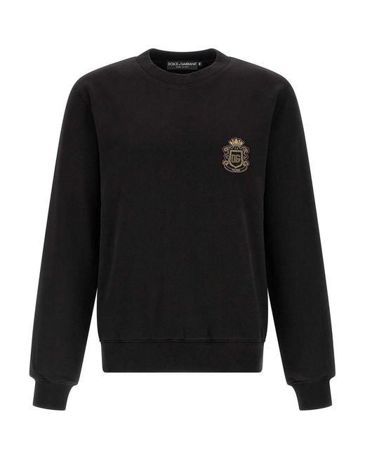 Dolce & Gabbana Black Heraldic Patch Sweatshirt for men
