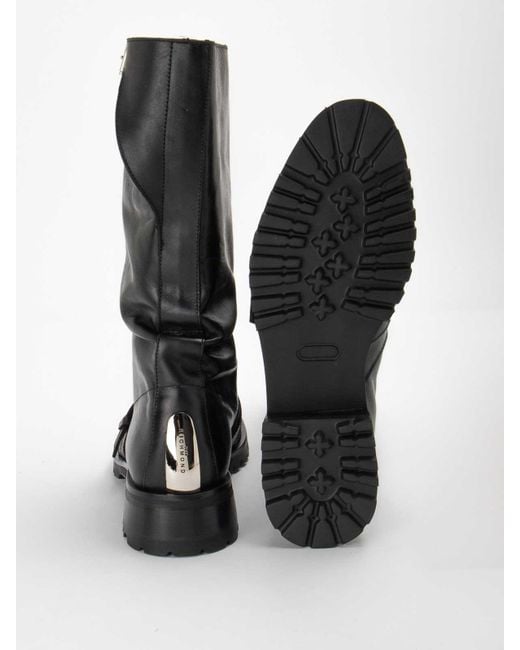 John Richmond Black No Closure Metallic Ankle Boots for men
