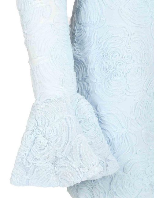 ROTATE BIRGER CHRISTENSEN Blue Mesh Mini Dress With Ruffles