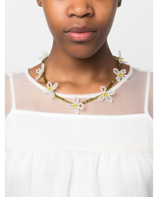 Mid Summer|summer Boho Beaded Flower Necklace - Women's Zinc Alloy Choker