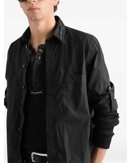 Dolce & Gabbana Black Long Sleeve Shirt Chest Pockets Buttons for men