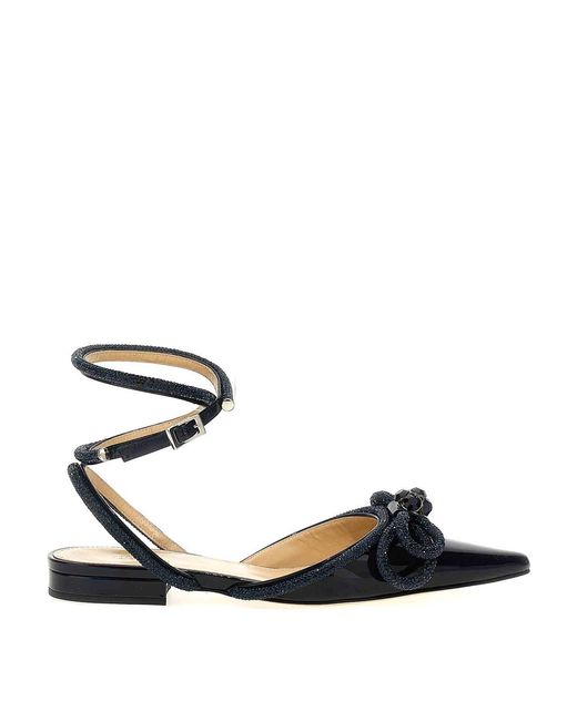 Mach & Mach White Double Bow Ballet Flats