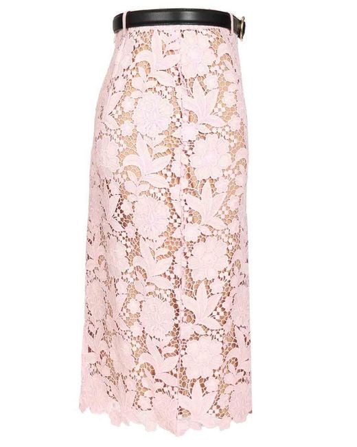 Self-Portrait Pink Lace Pencil Skirt