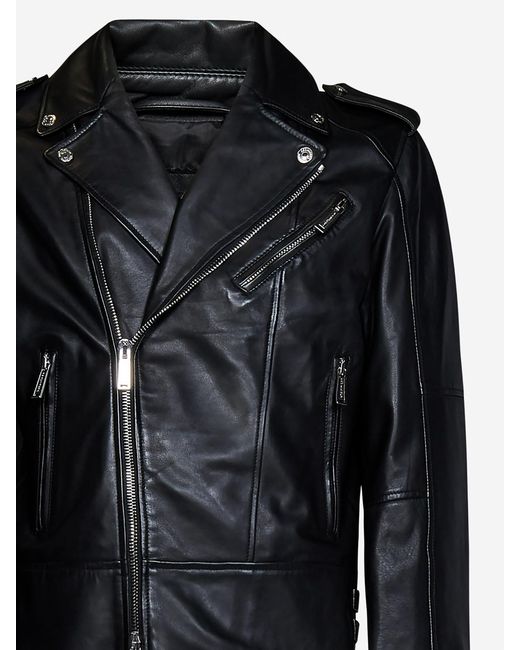 DSquared² Black Leather Jacket for men
