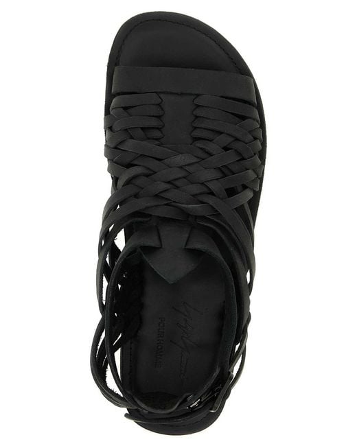 Yohji Yamamoto Black Braided Leather Sandals for men