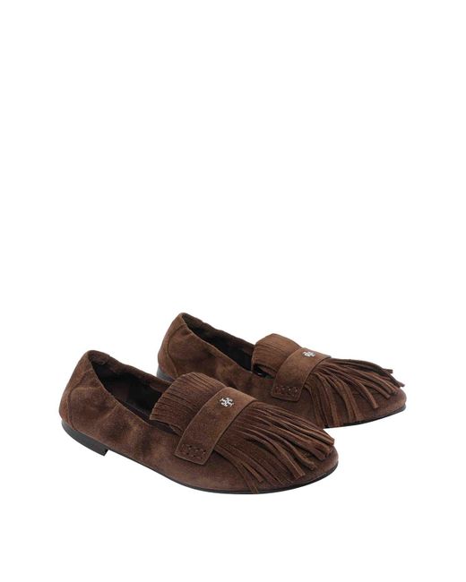Tory Burch Brown Ballet Fringe Loafers