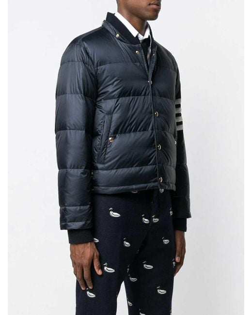 Thom Browne Blue 4-Bar Matte Nylon Bomber for men