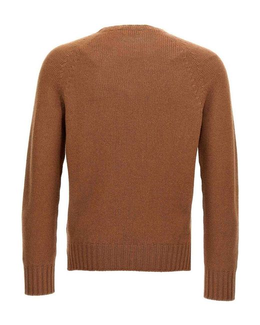 Ma'ry'ya Brown Crew-Neck Sweater for men