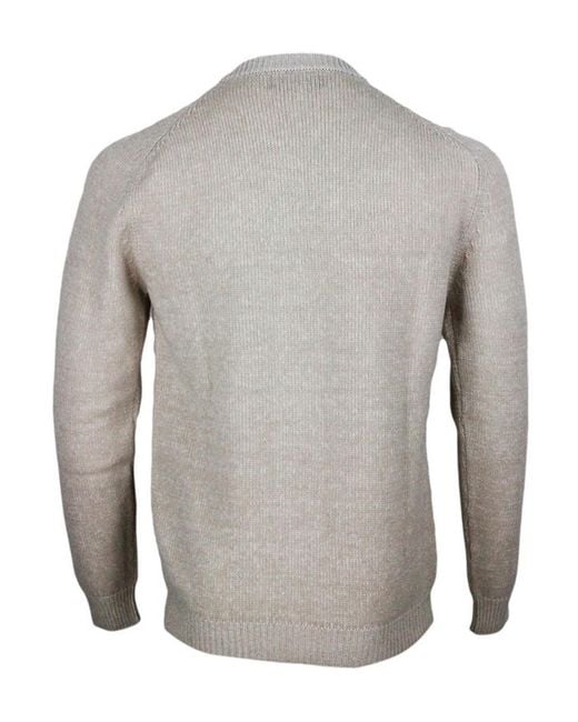 Kiton Gray Cable Knit Cashmere Sweater for men
