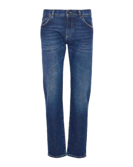 Dolce & Gabbana Blue Plaque Logo Jeans for men