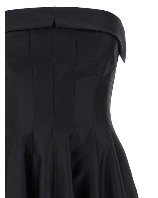 Alberta Ferretti Black Off-The-Shoulder Midi Dress With Structured Corset