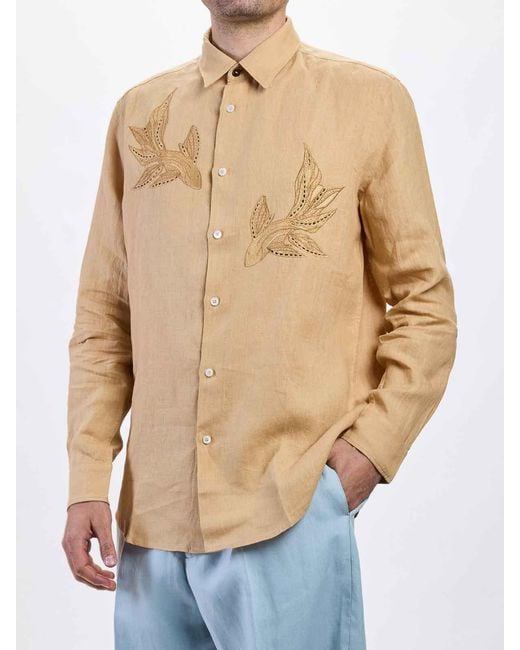 Paul Smith Natural Kingyo Embroidery Shirt for men