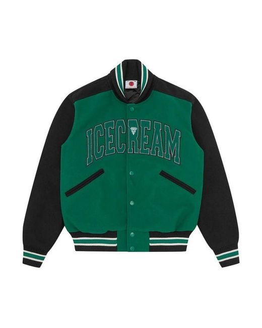 ICECREAM Green College Varsity Jacket for men