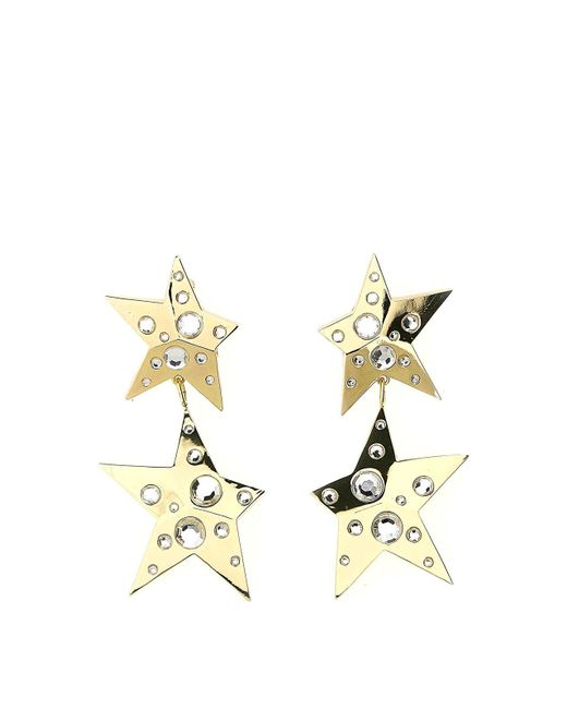 Area Metallic Crystal Star Drop Earrings