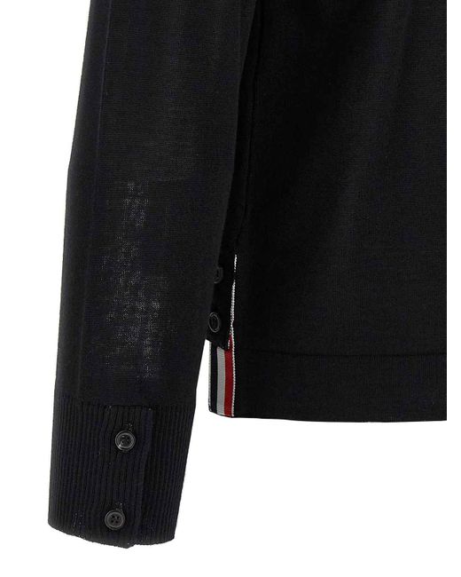 Thom Browne Black Button Down Cardigan for men