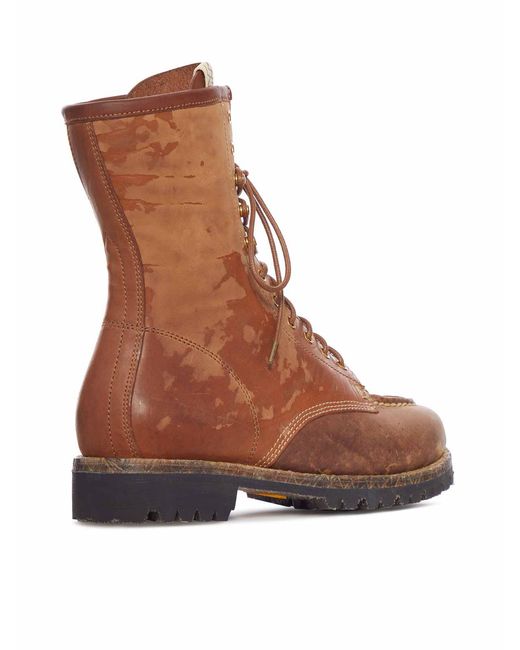 Visvim Brown Moc-Folk Leather Scout Boots for men