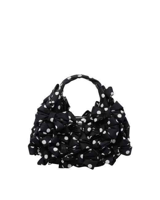Ganni Black Mini Hobo Bow Bag