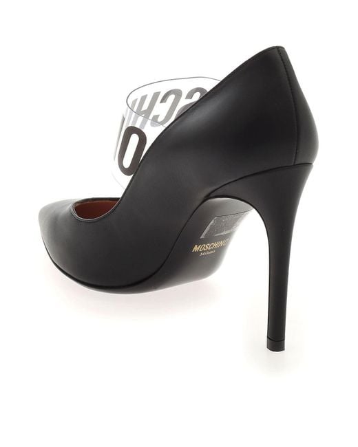Moschino Black Branded Strap Pumps