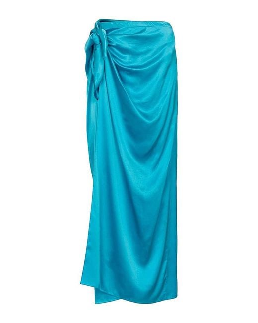 Balenciaga Blue Silk Easywrap Skirt
