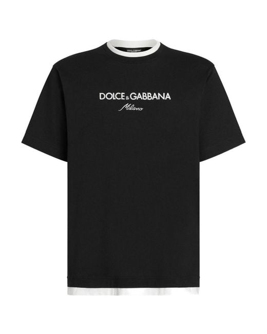 Dolce & Gabbana Black Cotton T-Shirt for men
