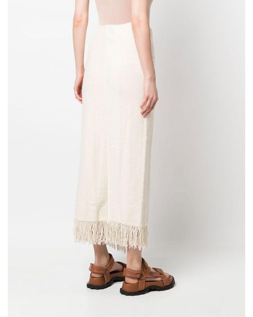 Jil Sander White Cotton Blend Midi Skirt