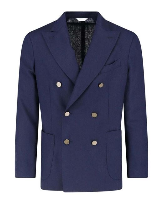 Boglioli Blue Double-Breasted Blazer for men