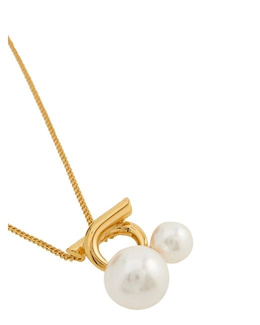 Ferragamo White Double Pearl Necklace