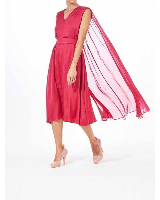 Karl Lagerfeld Red Midi Ceremony Cape Dress