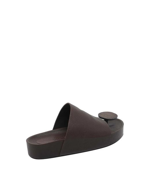 Uma Wang Brown Round Slide Sandals