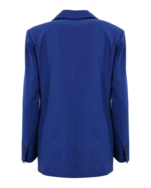 Liviana Conti Blue Double-breasted Blazer In Cool Wool