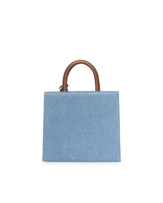 Mc2 Saint Barth Blue And Leather Midi Shopper Bag