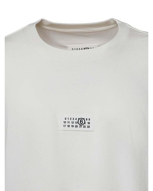 MM6 by Maison Margiela White Numeric Jersey T-Shirt With Logo for men