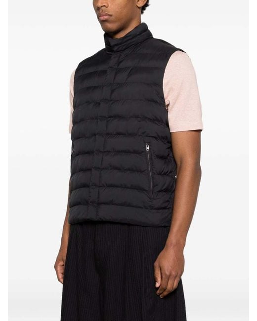 Herno Black Recycled Nylon Microfibre Padded Vest for men
