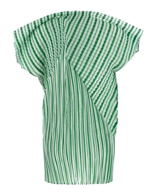 Issey Miyake Green 'Generic Stripes (Machine Pleats) Top