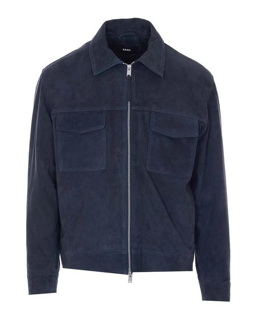 Arma Blue Royal Kale Suede Jacket for men