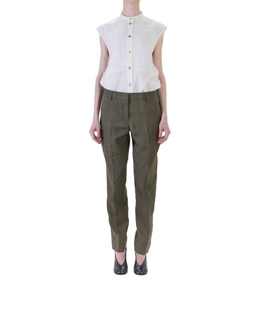 Paul Smith Gray Linen Pleated Trousers