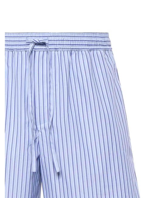 Dolce & Gabbana Blue Striped Poplin Bermuda Shorts for men