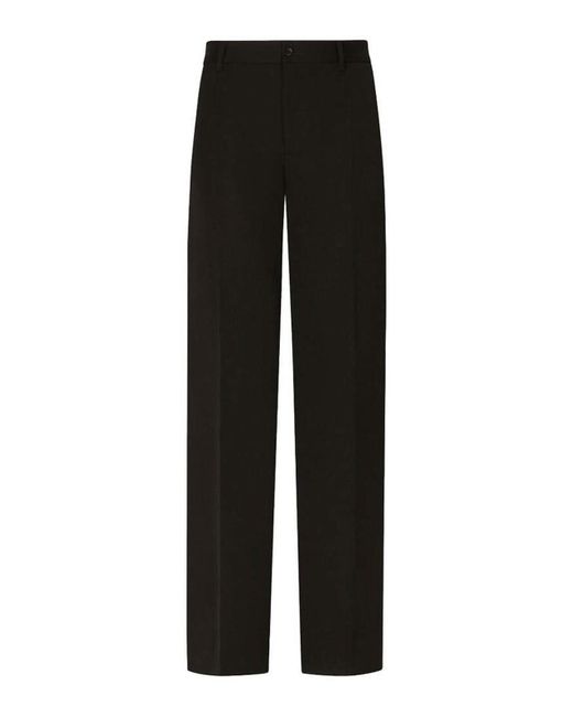 Dolce & Gabbana Black Pressed-crease Tailored-cut Trousers for men