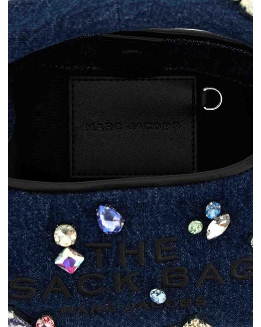 Marc Jacobs Blue The Gem Denim Mini Sack Handbag