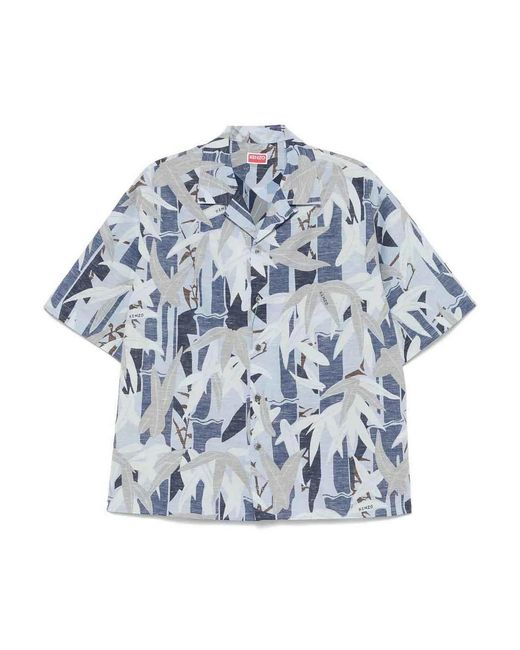 KENZO Blue Hawaiian Short Sleeve Shirt for men