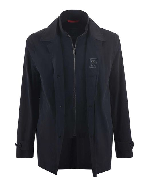 Fay Blue Jacket In Rep Nylon for men