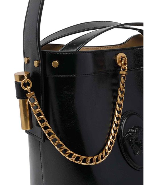 Versace Black Small Pivot Bucket Bag