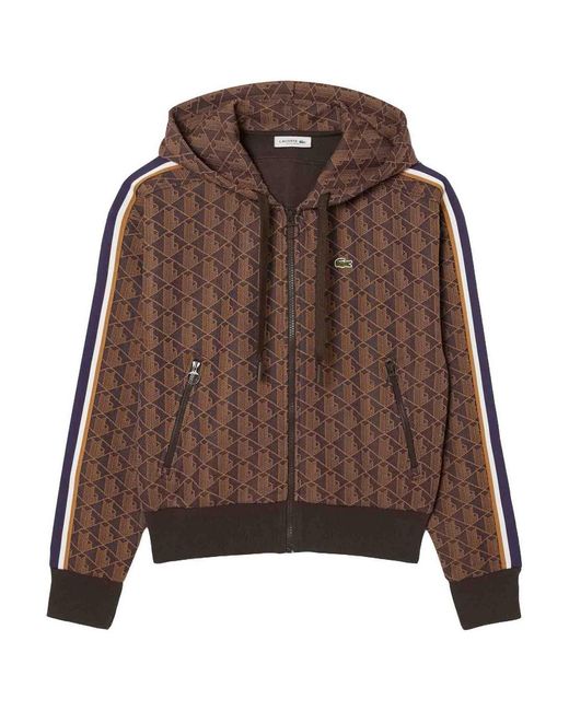 Lacoste Brown Monogrammed Jacquard Hoodie
