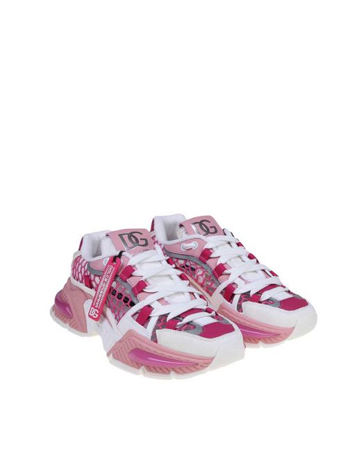 Dolce & Gabbana Sneakers In A Mix Of And Pink Materials