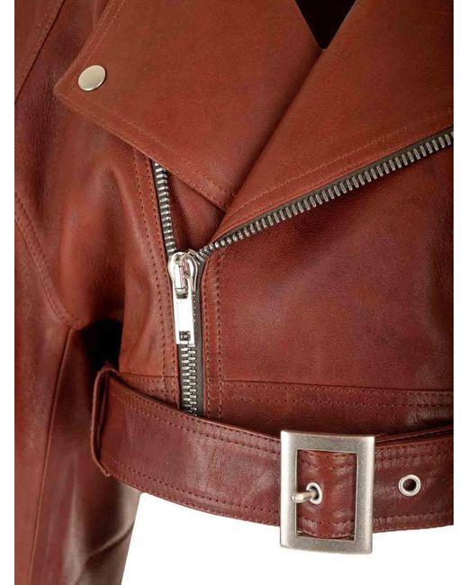 Rick Owens Brown Cropped Biker Jacket