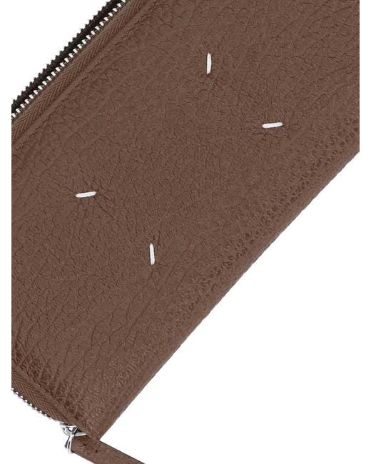 Maison Margiela Brown Four Stitches Zip Wallet
