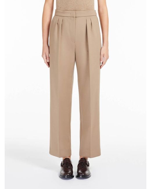 Max Mara Natural Verbano Slim-Fit Stretch-Wool Trousers