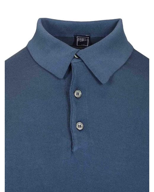 Fedeli Blue Crew Neck T-Shirt for men