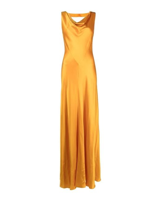 Alberta Ferretti Metallic Draped Silk Gown